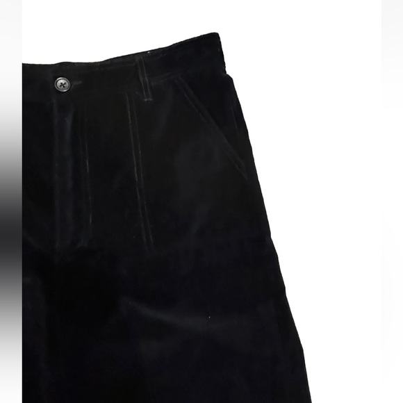 Frye Nadia Black Velvet Cropped Wide Leg Pants Size 27 Cotton Pockets Velour - Picture 8 of 13
